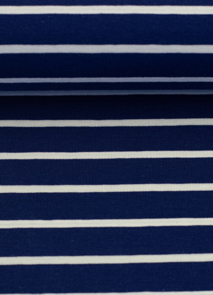 Jersey - Isa  - Streifen - dunkelblau - weiss